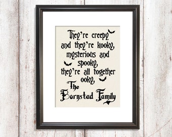 Addams Family Inspired Sign, They're creepy and they're kooky, Personalized Goth Decor, Goth Anniversary Gift, Goth Wedding Gift, Wife Gift