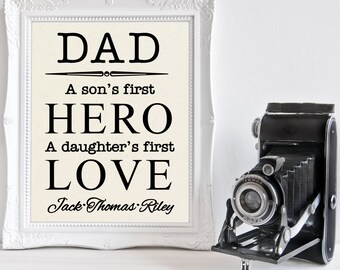 Dad a daughter's first love a son's first hero, Dad Christmas Gift, Husband Christmas Gift, Husband Gift, Personalized Dad Gift, Dad Gift