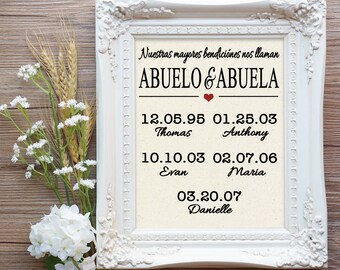 Nuestras mayores bendiciones nos llaman Abuelo y Abuela Canvas, Nuestras mayores bendiciones nos llaman Abuelo y Abuela, Abuelo y Abuela Gift