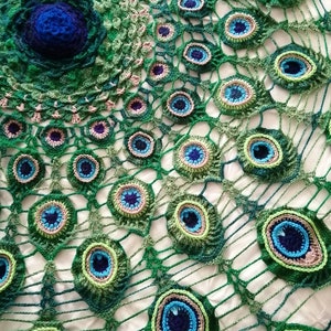 Peacock Mandala Throw Crochet Pattern image 1