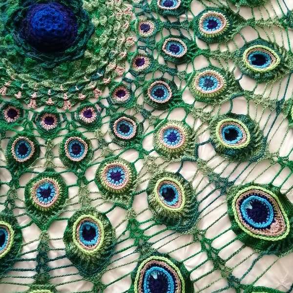 Peacock Mandala Throw Crochet Pattern