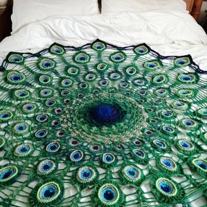 Peacock Mandala Throw Crochet Pattern image 2