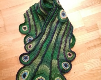 Peacock Scarf Crochet Pattern Digital Download PDF