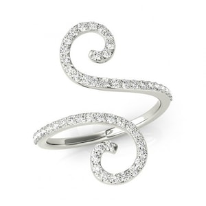 Diamond Swirl Ring For Women - Diamond Rings - Fashion Rings for Her - Diamond Jewelry - Christmas Gifts for Women - Anniversary
