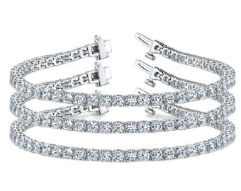 18 CTW Diamond Tennis Bracelet Trio, Stackable Diamond Bracelets 14k, 18k or Platinum, Luxury Handcrafted Jewelry, Raven Fine Jewelers 3.1mm
