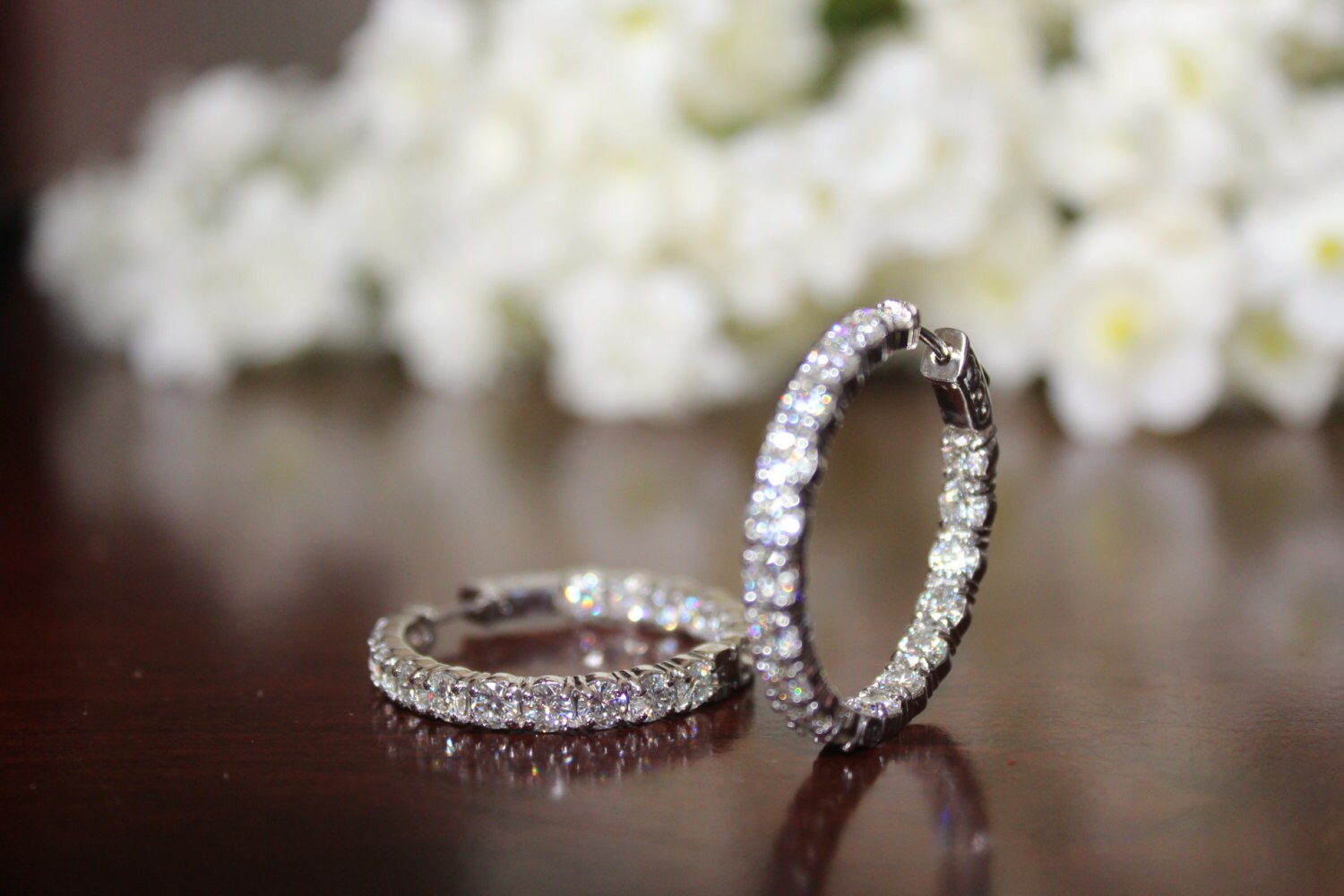 5 Carat Diamond Hoops  14k White Gold  Earrings Jewelry Collections