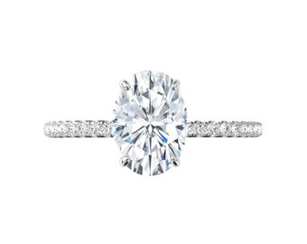 GIA 2.50 Carat Oval Diamond & Hidden Halo Engagement Ring 18k White Gold, Anniverary Rings, Custom Engagement Rings, Oval Diamond Rings