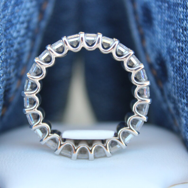6 Carat Emerald Lab Grown Diamond Eternity Band 14k White Etsy