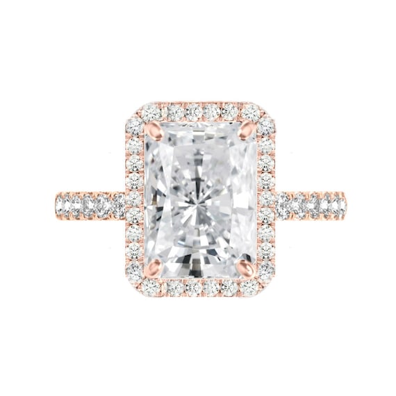 5 Carat Radiant Crushed Ice Moissanite Diamond Halo Etsy