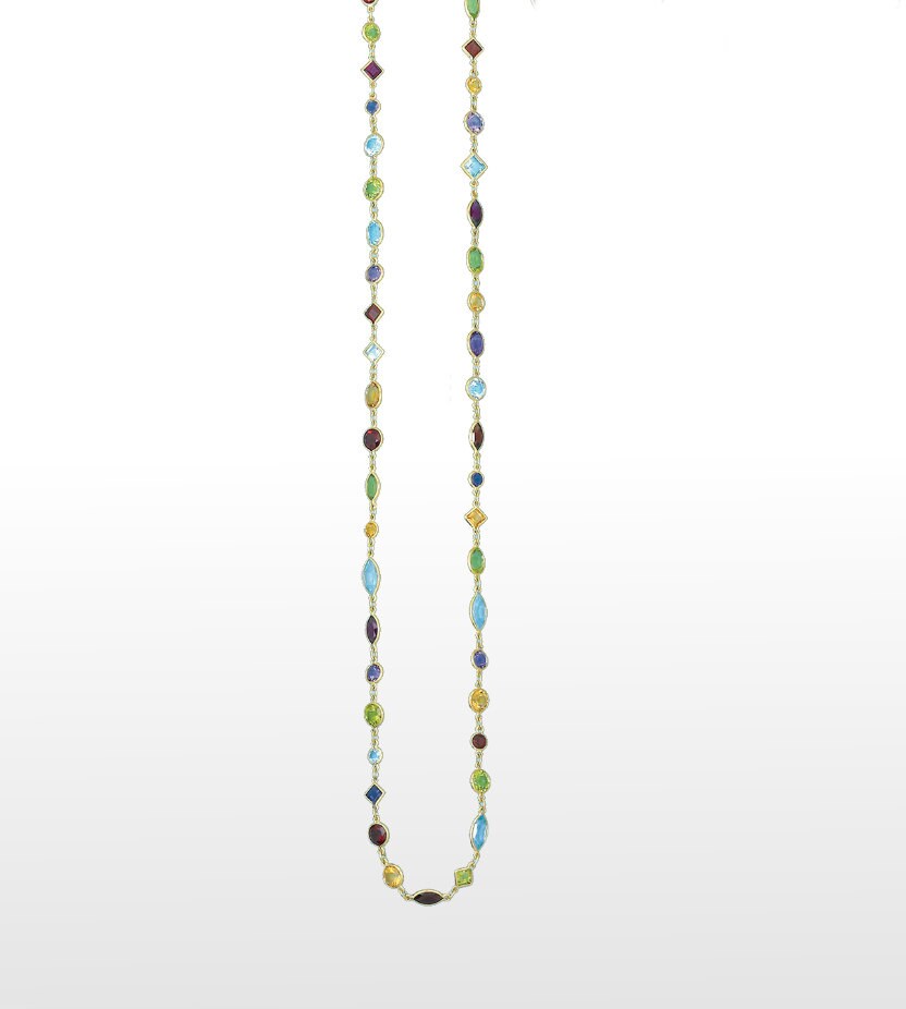 Multicolor Gemstone Necklace 14k Yellow 