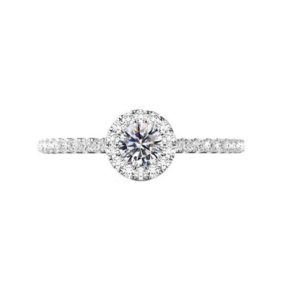 GIA 0.50 Carat Round Diamond Halo Engagement Ring 14k White Gold