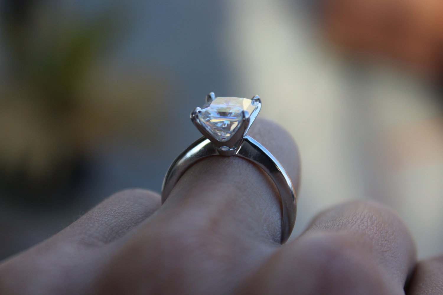10x8mm Radiant Cut SUPERNOVA Moissanite Solitaire Engagement Ring
