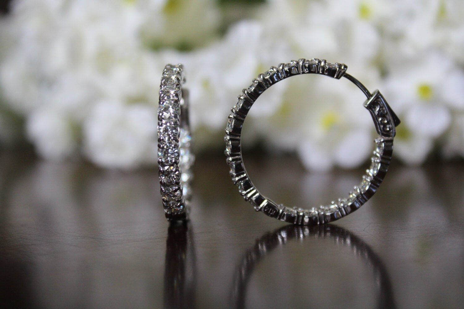 Round 250 Carat Genuine Black Diamonds Hoop Earrings In 14k Solid Gold