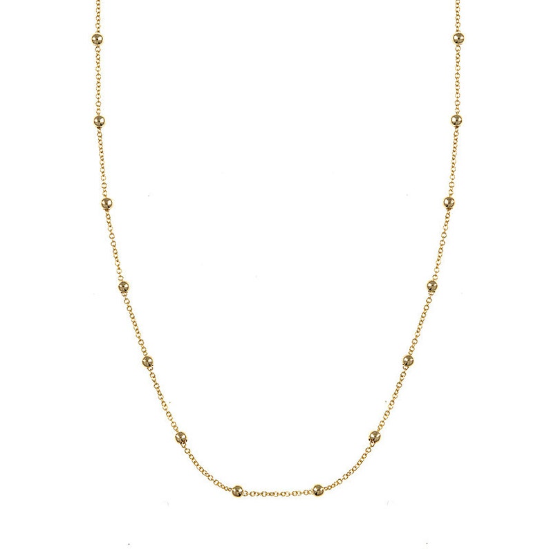 14k Yellow Gold Bead Station Necklace Etsy