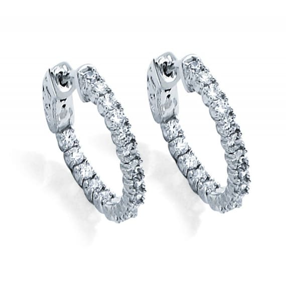 75 ct. t.w. Diamond Huggie Hoop Earrings in 14kt White Gold. 1/2