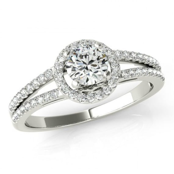Diamond Engagement Ring Diamond Halo Wedding Engagement Ring - Etsy