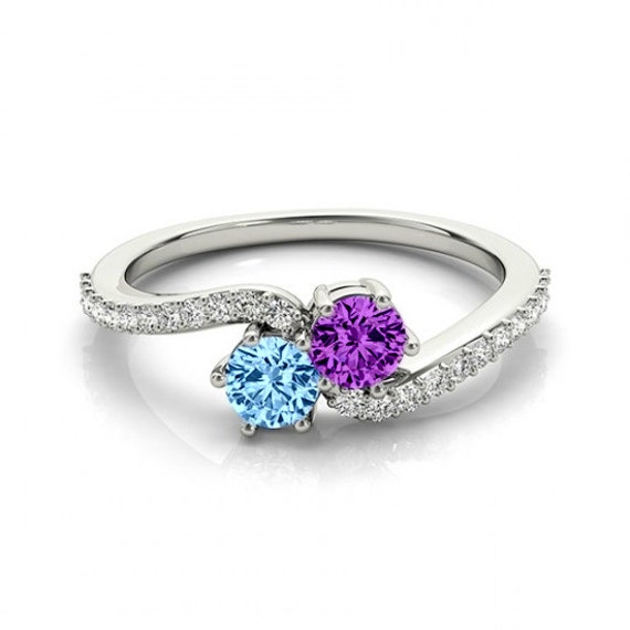 Tricolour Birthstone Ring Fashion Elegant Zircon Ring - Temu