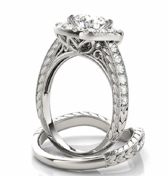 Bridal Set 1 Carat FOREVER ONE MOISSANITE & Diamond Halo | Etsy