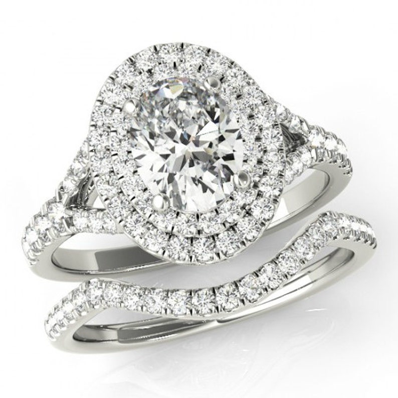 Oval Forever One Moissanite Diamond Wedding Set Double Etsy