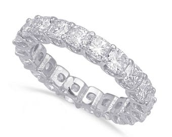 6.00 Carat Cushion Cut Diamond Eternity Band 18k White Gold or Platinum, Cushion Diamond Weddind Bands, Diamond Stacking Bands