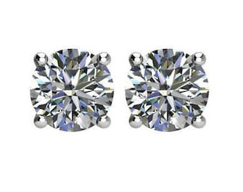 4 carats tw. Diamond Stud Earrings Platinum, 2 Carat Each, GIA Diamond Earrings, Anniversary Gifts for Women, Fine Jewellery, Raven Jewelers