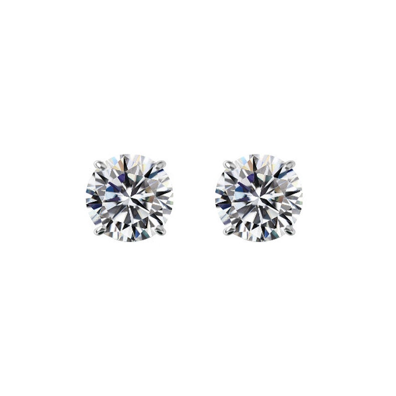 2 Carat TW. Round Lab Created Diamond Stud Earrings 14k White Go 2 Carat TW. Round Lab Created Diamond Stud Earrings 14k White Go