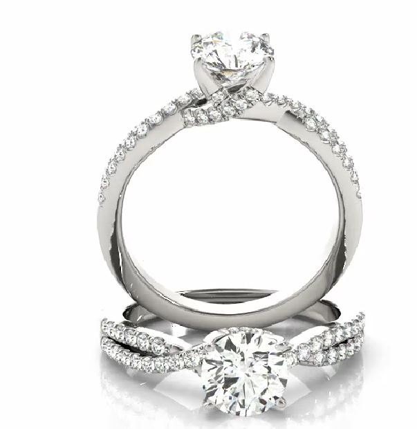 Diamond Twist Engagement Ring 1/2 carat center Diamond | Etsy