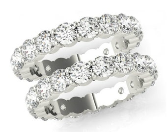 10.50 CTW Diamond Eternity Band Ring Set, Stackable Diamond Bands 14k Gold, 18k or Platinum, Handcrafted Rings, Raven Fine Jewelers 4.5mm