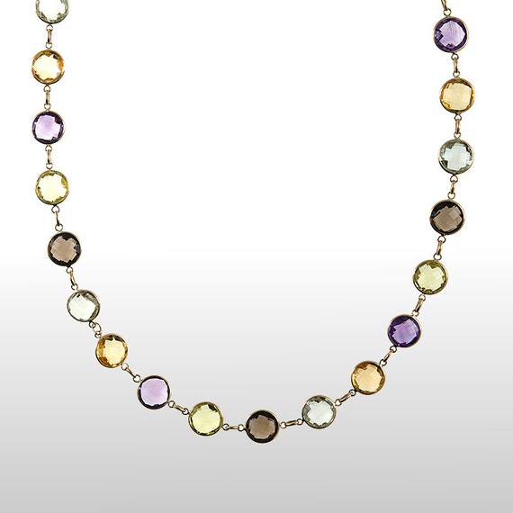 Buy Precia Gemstone 22 KT Gold Semi Long Necklace for Women Online