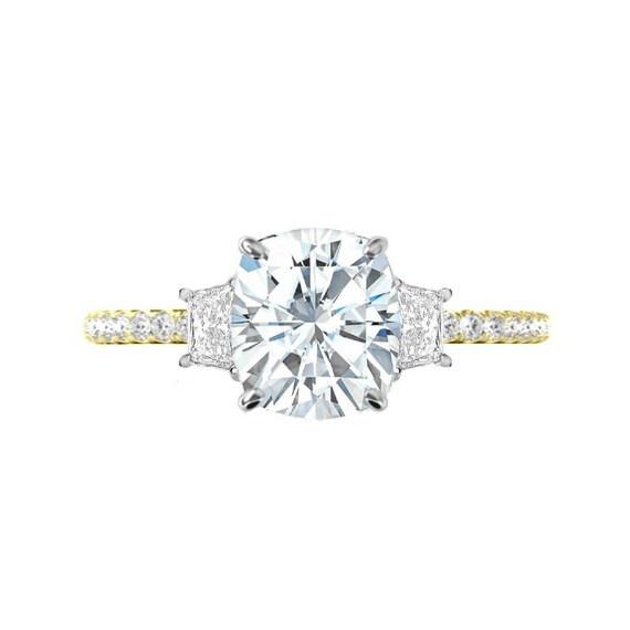 3 Carat Lab Created Cushion Diamond Delicate Halo Engagement Ring