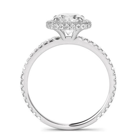 3 Carat Cushion Lab Created Diamond Double Edge Halo Engagement Ring 14k White Gold Handcrafted Engagement Rings Raven Fine Jewelers Etsy Canada