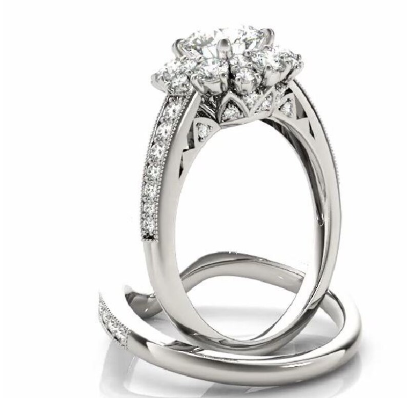 2 Carat Diamond Engagement Ring 1 Carat Center 14k 18k or | Etsy