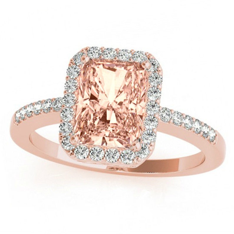 Morganite Ring 2.75 Ct 10x8 Mm Emerald Cut Peach Pink | Etsy