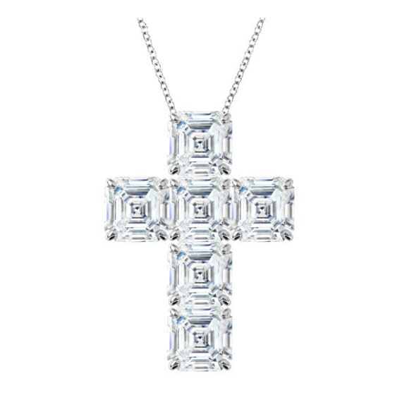1 Ct. Asscher Cut Diamond Filigree Pendant with Lab Diamond In 18K White  Gold | Fascinating Diamonds