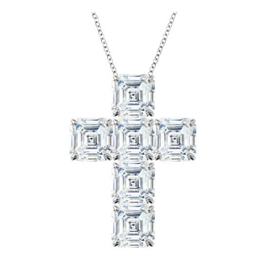 6 Carat Asscher Cut Diamond Cross 