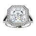 3.90 Carat Asscher Cut Supernova Moissanite & Diamond Bezel Halo Split ...