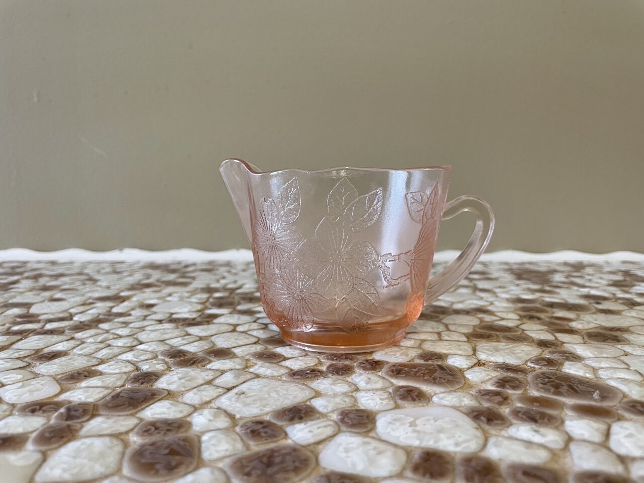 Pink Depression Glass Dogwood Pattern Creamer / Pitcher Etsy