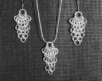 Arrow Necklace & Earrings Set - Aluminum Chainmaille Jewelry