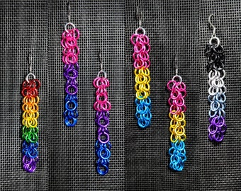 Shake It! Earrings - Anodized Aluminum Chainmaille Jewelry - Pride Collection