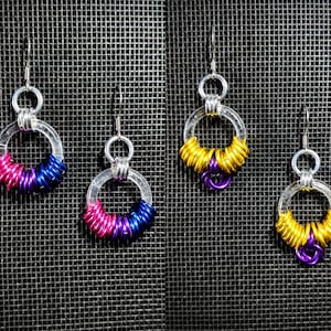 Clearly Beloved Earrings - Anodized Aluminum Chainmaille Jewelry - Pride Collection