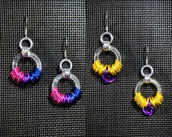 Clearly Beloved Earrings - Anodized Aluminum Chainmaille Jewelry - Pride Collection