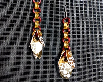 Clockwork Charleston Earrings - Anodized Aluminum Scalemaille Jewelry