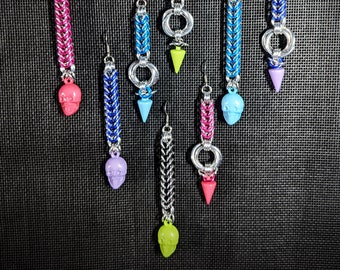 Totally Trepanation Earrings - Anodized Aluminum Chainmaille Jewelry