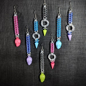 Totally Trepanation Earrings - Anodized Aluminum Chainmaille Jewelry