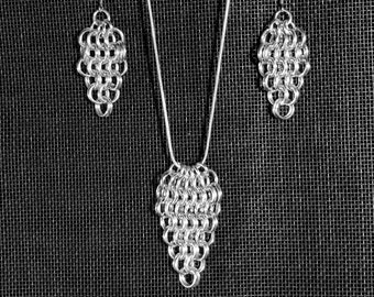 Weaving Double Kingsmaille Necklace & Earrings Set - Aluminum Chainmaille Jewelry