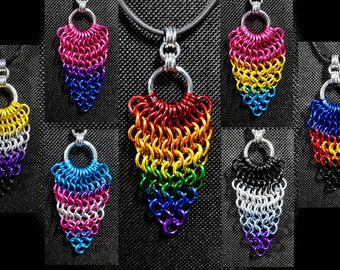 Spearhead Pride Pendant - Anodized Aluminum Chainmaille Jewelry - Pride Collection