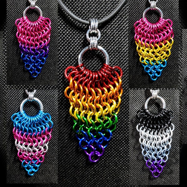 Spearhead Pride Pendant - Anodized Aluminum Chainmaille Jewelry - Pride Collection