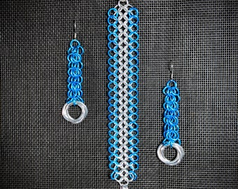 Small Fry Mermaid Bracelet + Earrings Set - Anodized Aluminum Chainmaille Jewelry