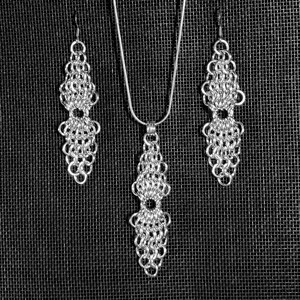 Biangle Euro Weave Necklace & Earrings Set - Aluminum Chainmaille Jewelry