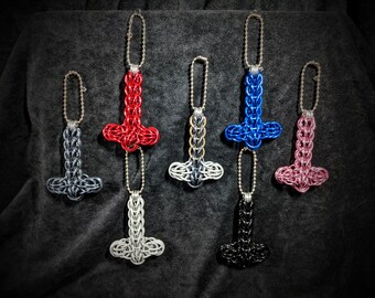 Mega Mjolnir Keychain - Anodized Aluminum Chainmaille Accessory